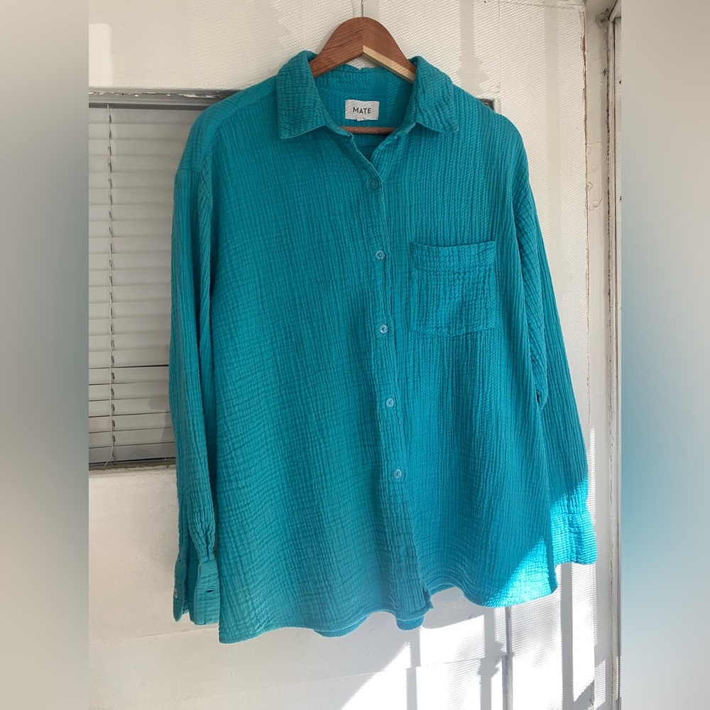 MATE Organic Gauze Blue Button-Up